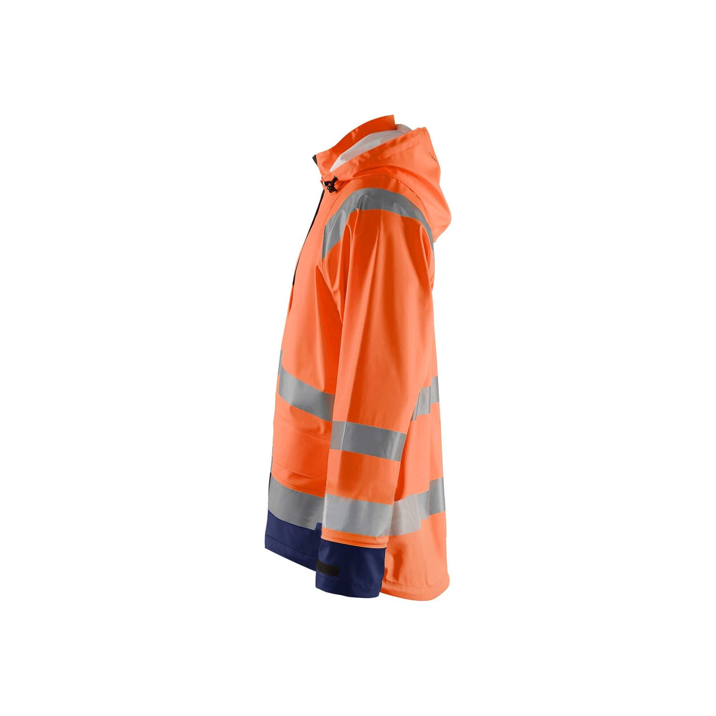 Blaklader 43232000 Hi-Vis Rain Jacket Orange/Navy Blue Left #colour_orange-navy-blue