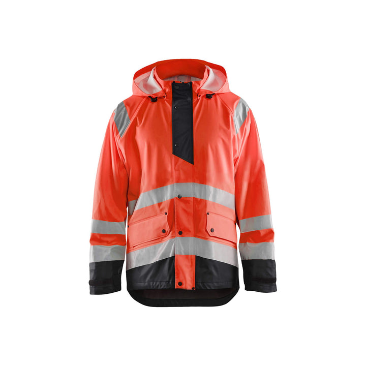 Blaklader 43232000 Hi-Vis Rain Jacket Red/Black Main #colour_red-black