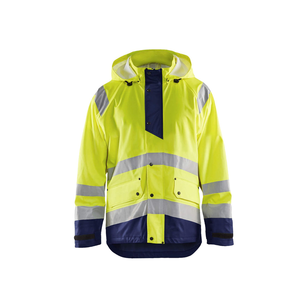 Blaklader 43232000 Hi-Vis Rain Jacket Yellow/Navy Blue Main #colour_yellow-navy-blue