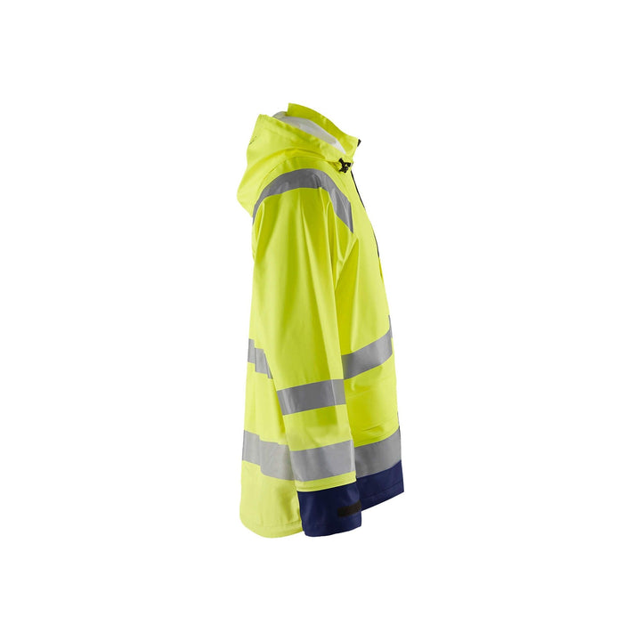 Blaklader 43232000 Hi-Vis Rain Jacket Yellow/Navy Blue Right #colour_yellow-navy-blue