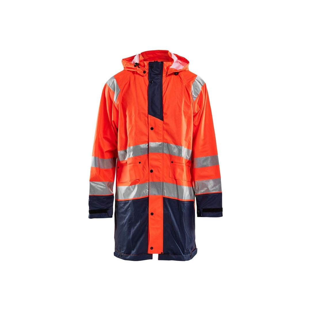 Blaklader 43242000 Hi-Vis Rain Jacket Orange/Navy Blue Main #colour_orange-navy-blue