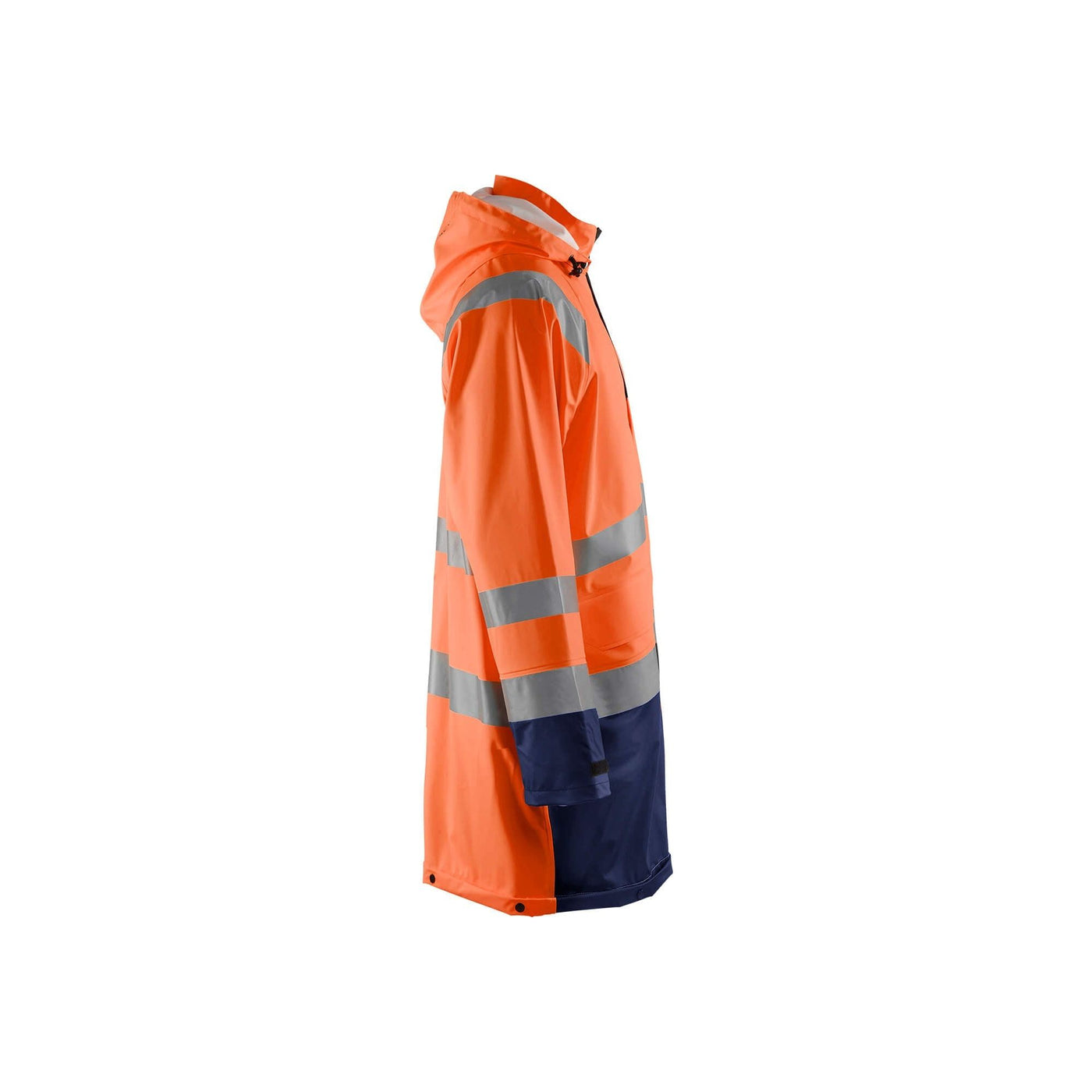 Blaklader 43242000 Hi-Vis Rain Jacket Orange/Navy Blue Right #colour_orange-navy-blue