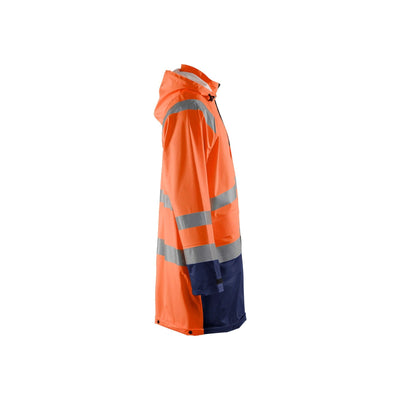 Blaklader 43242000 Hi-Vis Rain Jacket Orange/Navy Blue Right #colour_orange-navy-blue
