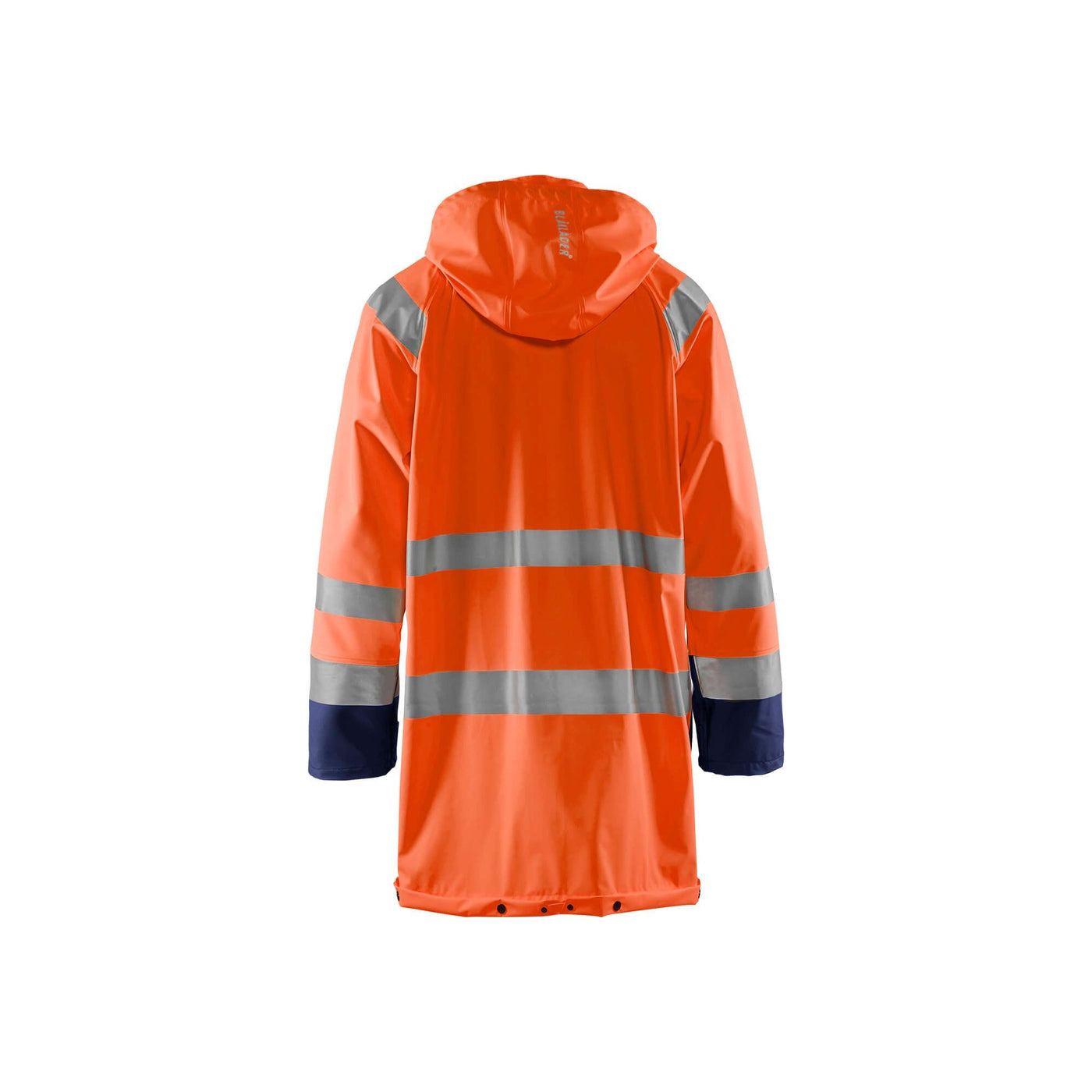 Blaklader 43242000 Hi-Vis Rain Jacket Orange/Navy Blue Rear #colour_orange-navy-blue