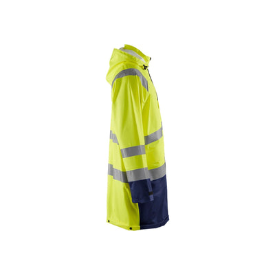 Blaklader 43242000 Hi-Vis Rain Jacket Yellow/Navy Blue Right #colour_yellow-navy-blue
