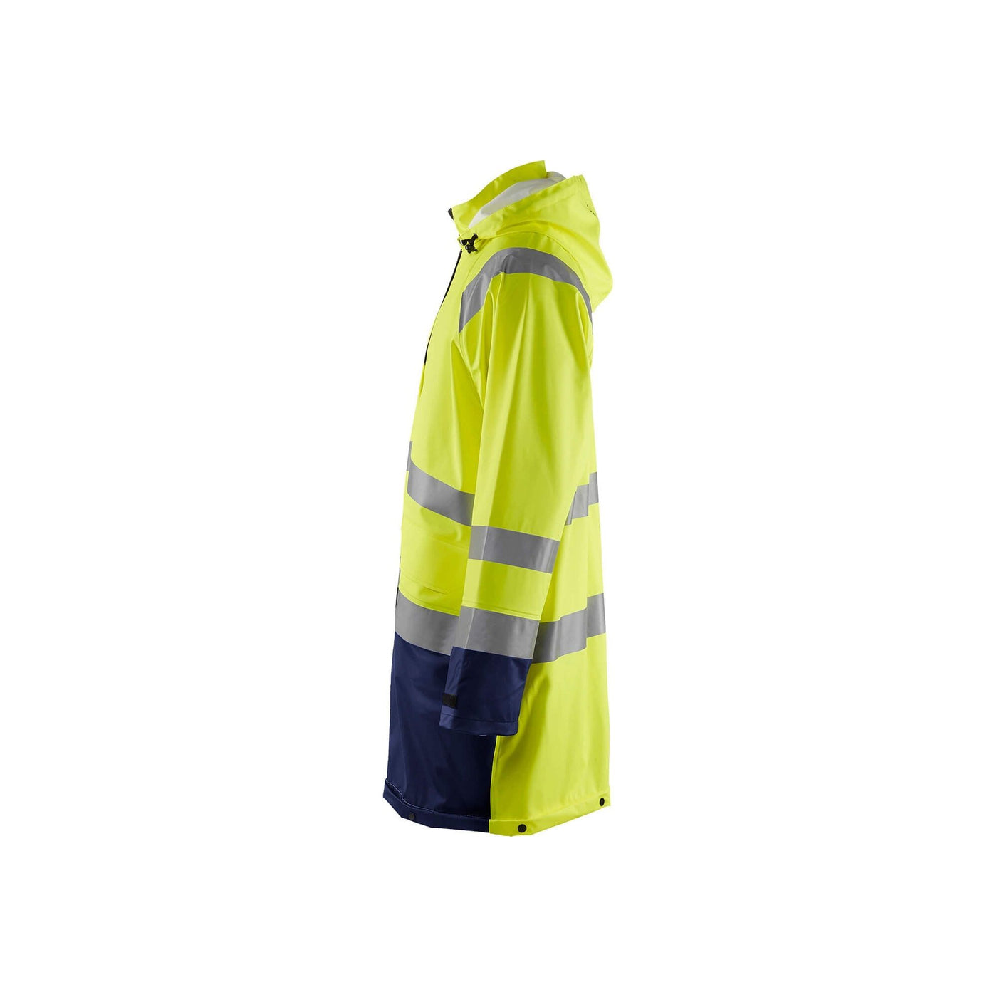 Blaklader 43242000 Hi-Vis Rain Jacket Yellow/Navy Blue Left #colour_yellow-navy-blue