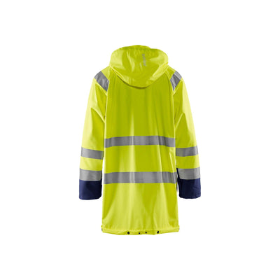 Blaklader 43242000 Hi-Vis Rain Jacket Yellow/Navy Blue Rear #colour_yellow-navy-blue