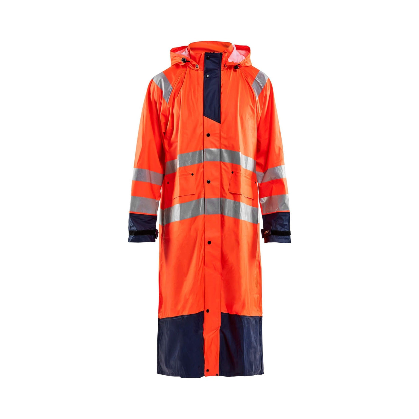 Blaklader 43252000 Hi-Vis Rain Jacket Orange/Navy Blue Main #colour_orange-navy-blue