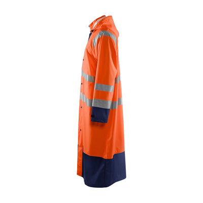 Blaklader 43252000 Hi-Vis Rain Jacket Orange/Navy Blue Left #colour_orange-navy-blue