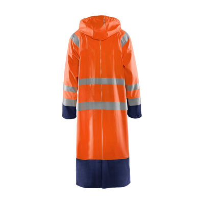 Blaklader 43252000 Hi-Vis Rain Jacket Orange/Navy Blue Rear #colour_orange-navy-blue