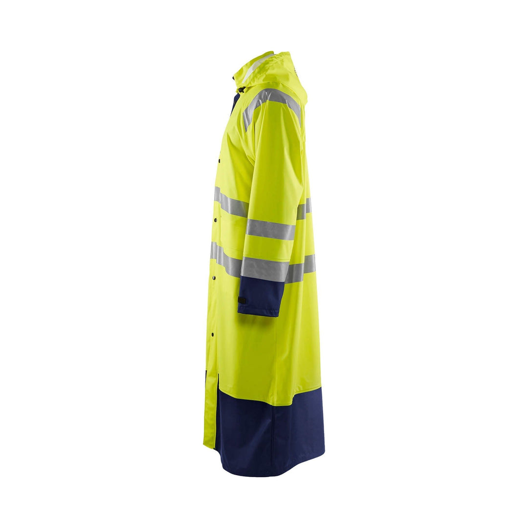 Blaklader 43252000 Hi-Vis Rain Jacket Yellow/Navy Blue Left #colour_yellow-navy-blue