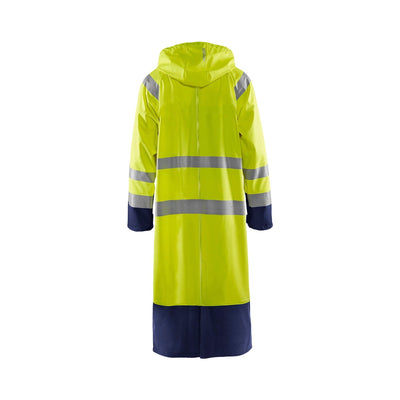 Blaklader 43252000 Hi-Vis Rain Jacket Yellow/Navy Blue Rear #colour_yellow-navy-blue