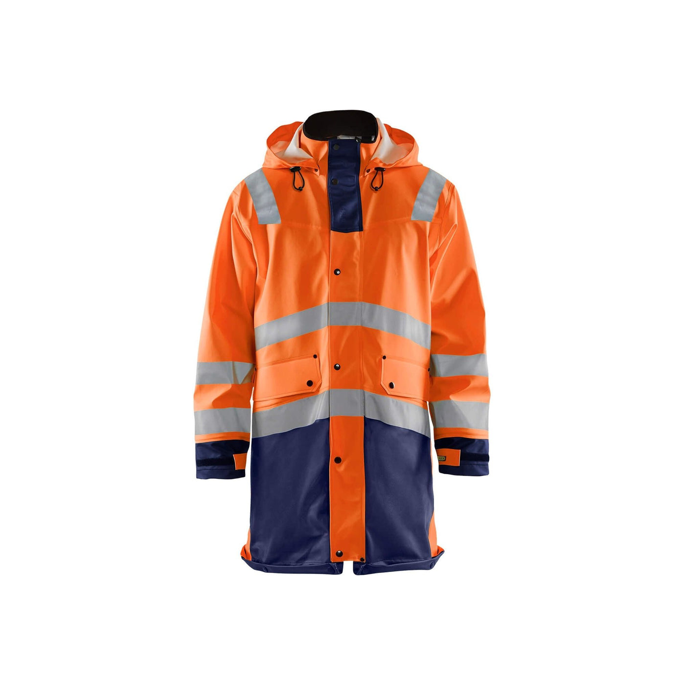 Blaklader 43262005 Hi-Vis Rain Jacket Orange/Navy Blue Main #colour_orange-navy-blue