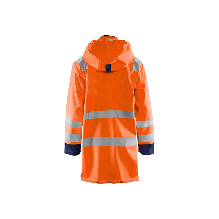 Blaklader 43262005 Hi-Vis Rain Jacket Orange/Navy Blue Rear #colour_orange-navy-blue