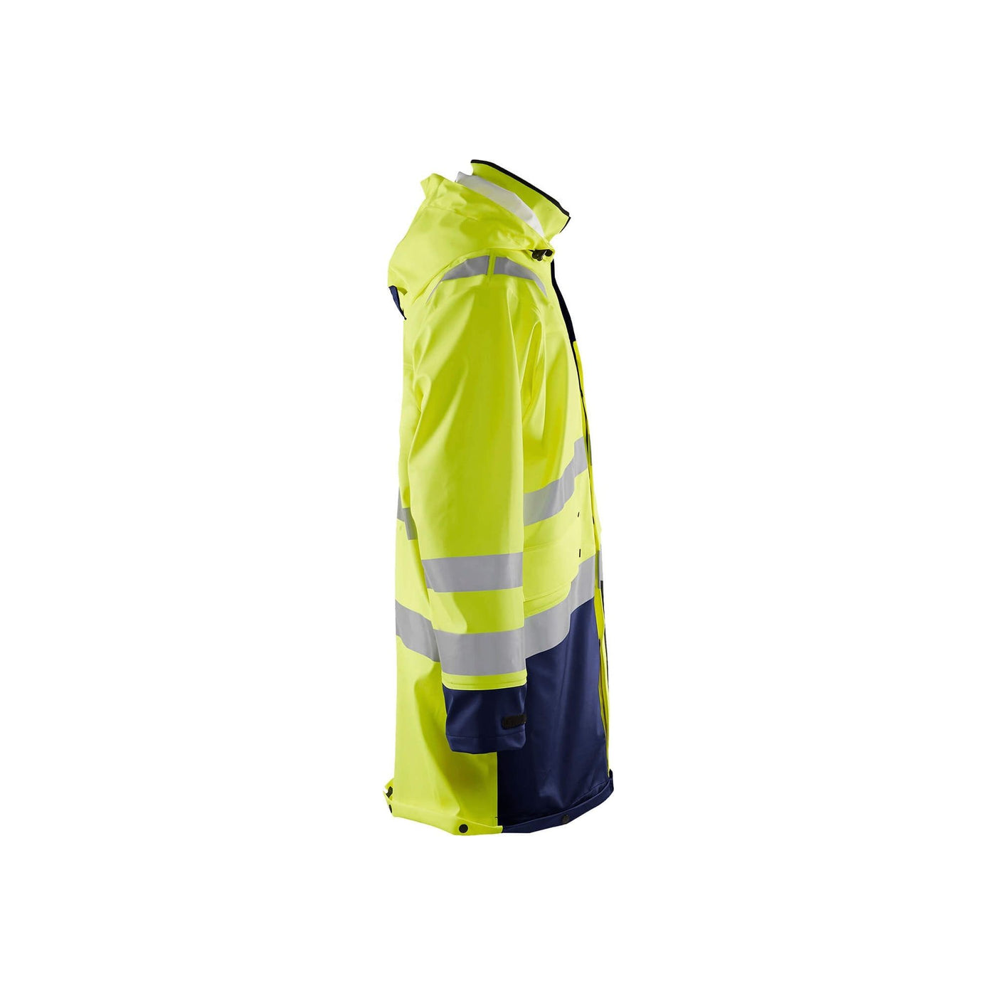Blaklader 43262005 Hi-Vis Rain Jacket Yellow/Navy Blue Right #colour_yellow-navy-blue