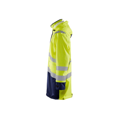 Blaklader 43262005 Hi-Vis Rain Jacket Yellow/Navy Blue Left #colour_yellow-navy-blue