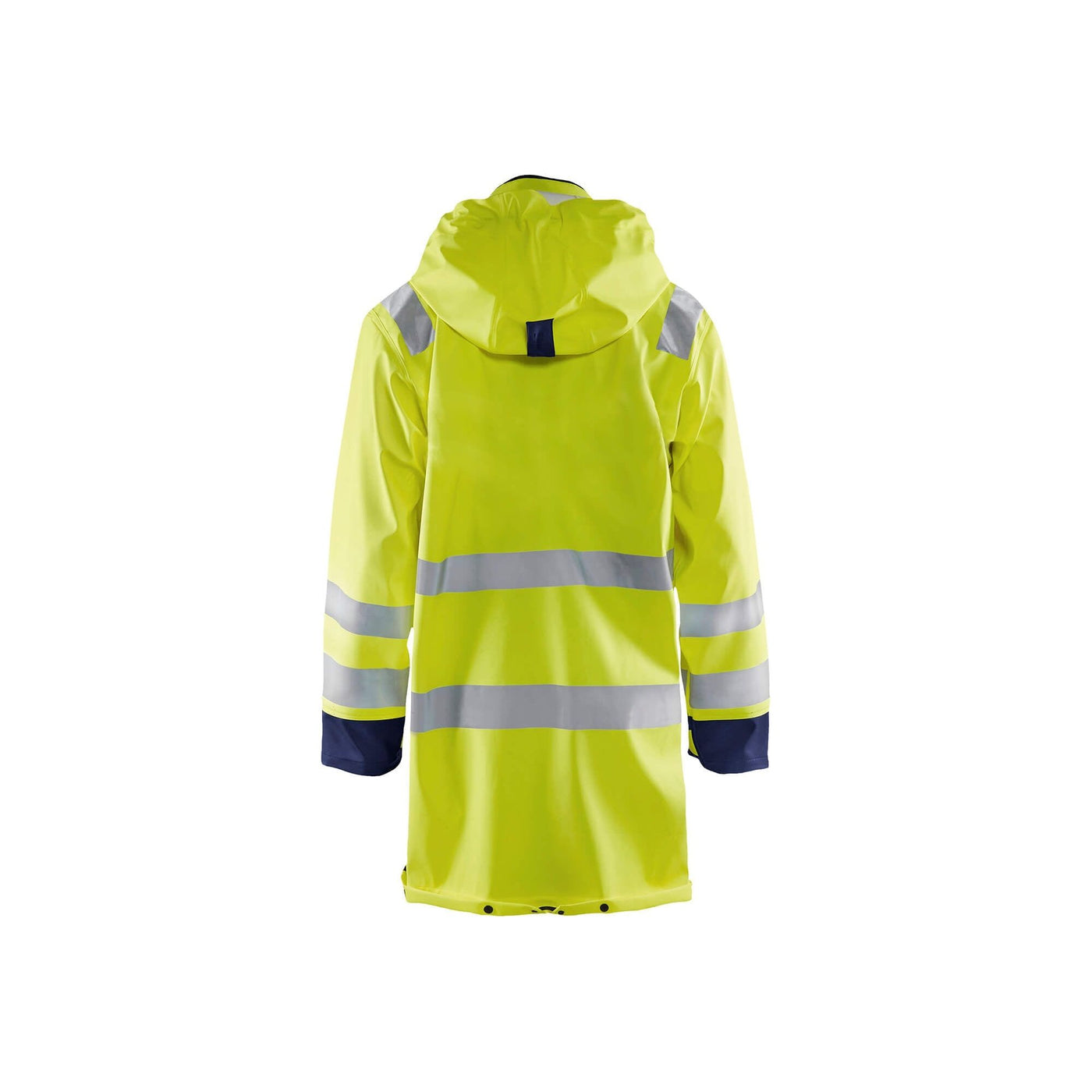 Blaklader 43262005 Hi-Vis Rain Jacket Yellow/Navy Blue Rear #colour_yellow-navy-blue