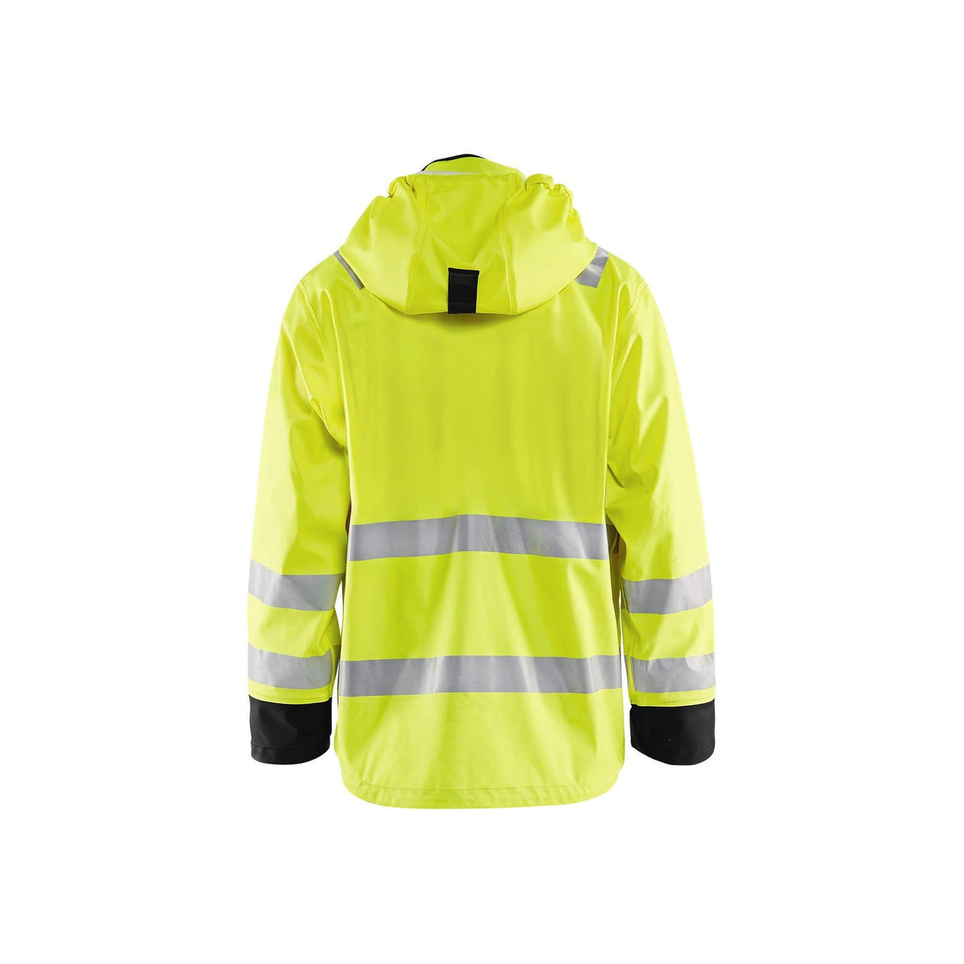 Blaklader 43272005 Hi-Vis Rain Jacket Yellow/Black Rear #colour_yellow-black