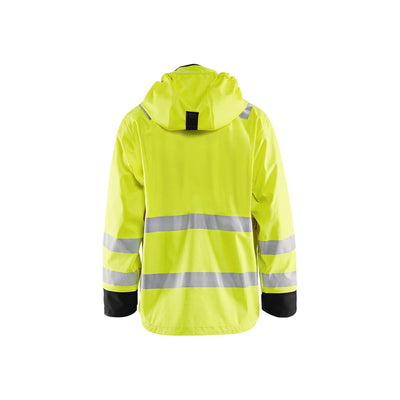 Blaklader 43272005 Hi-Vis Rain Jacket Yellow/Black Rear #colour_yellow-black