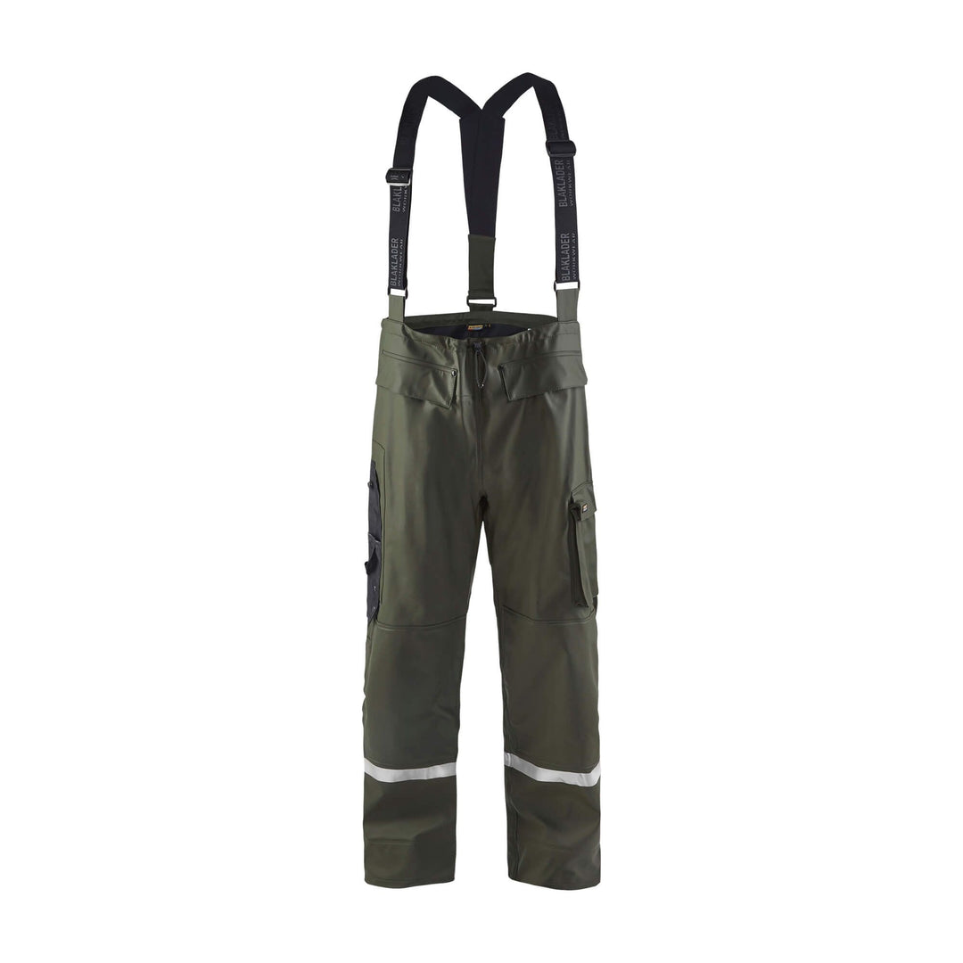 Blaklader 13022003 Hi-Vis Rain Trousers Army Green Main #colour_army-green