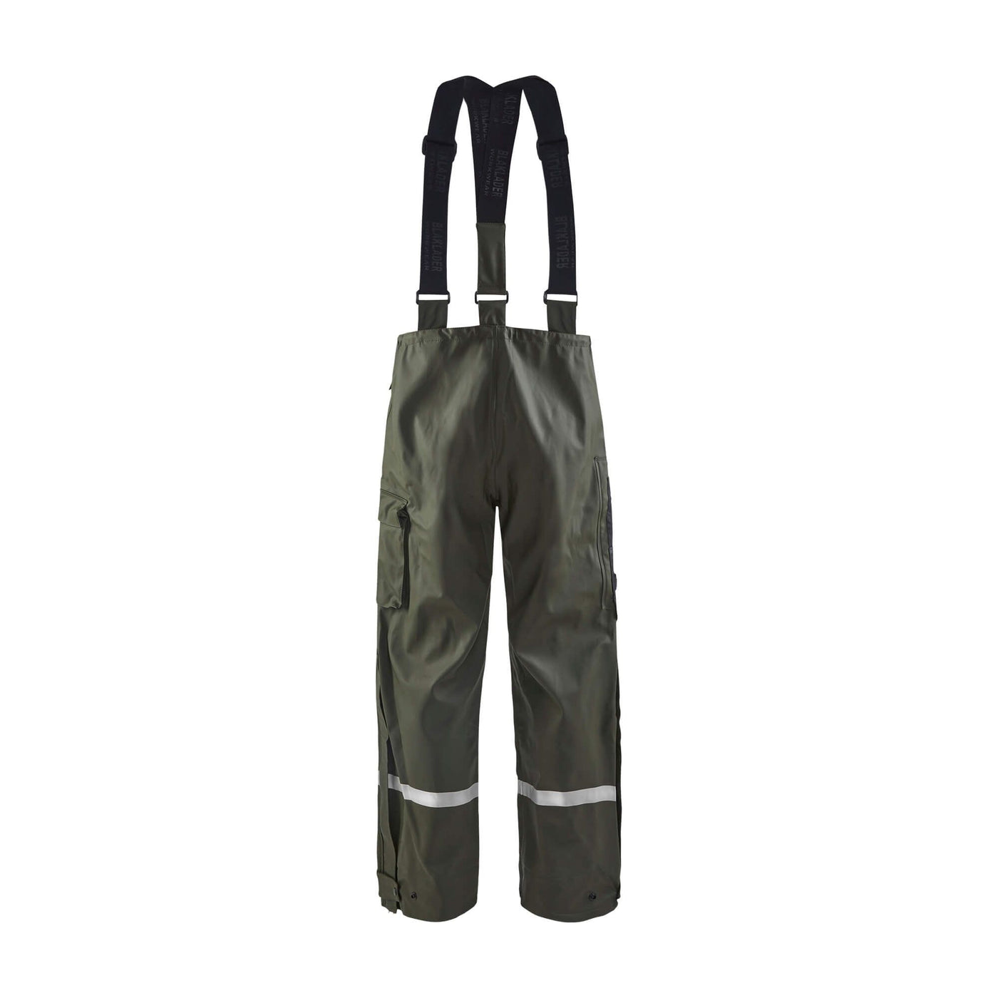 Blaklader 13022003 Hi-Vis Rain Trousers Army Green Rear #colour_army-green