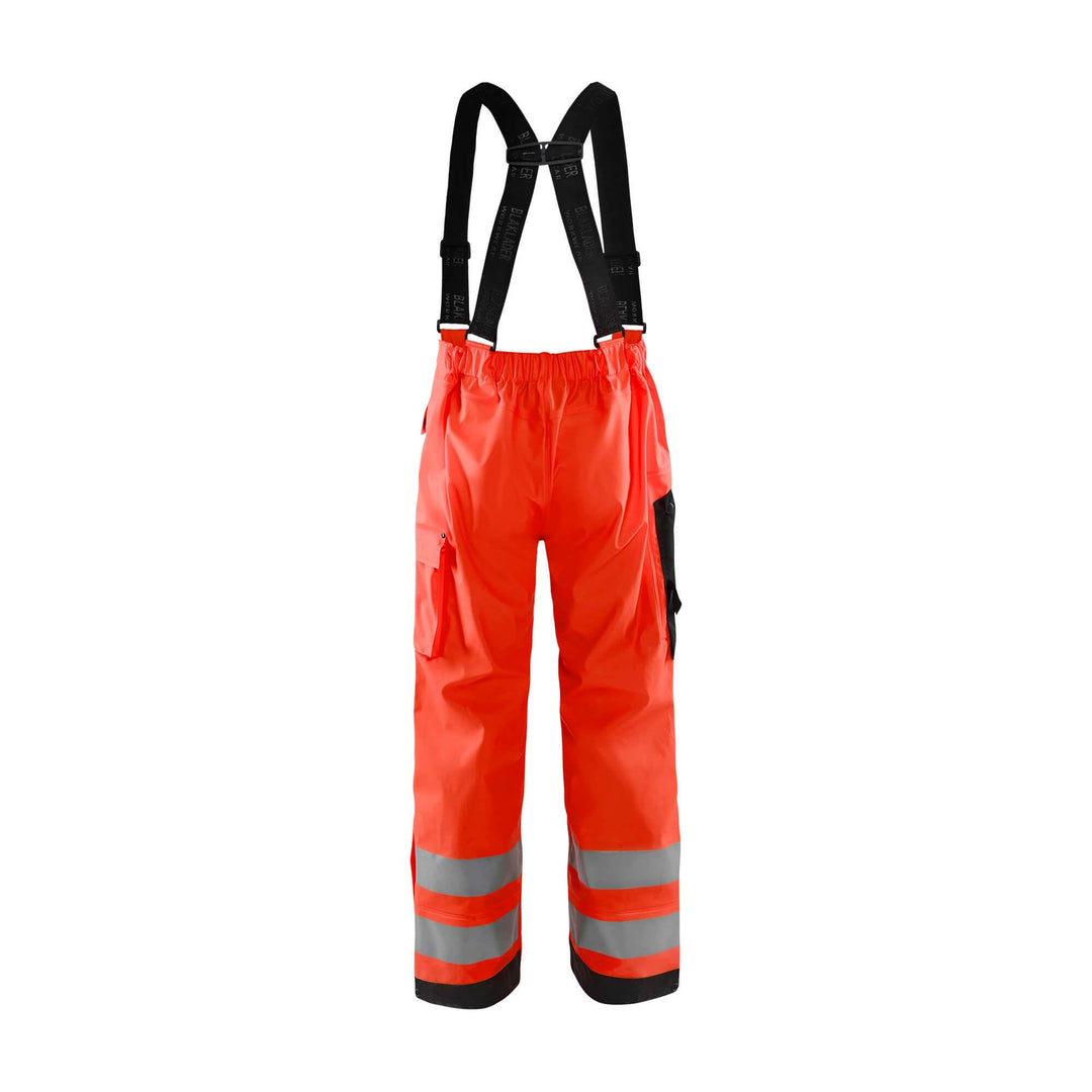 Blaklader 13022003 Hi-Vis Rain Trousers Hi-Vis Red Rear #colour_hi-vis-red