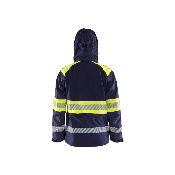 Blaklader 44201977 Hi-Vis Shell Jacket Navy Blue/Hi-Vis Yellow Rear2 #colour_navy-blue-hi-vis-yellow