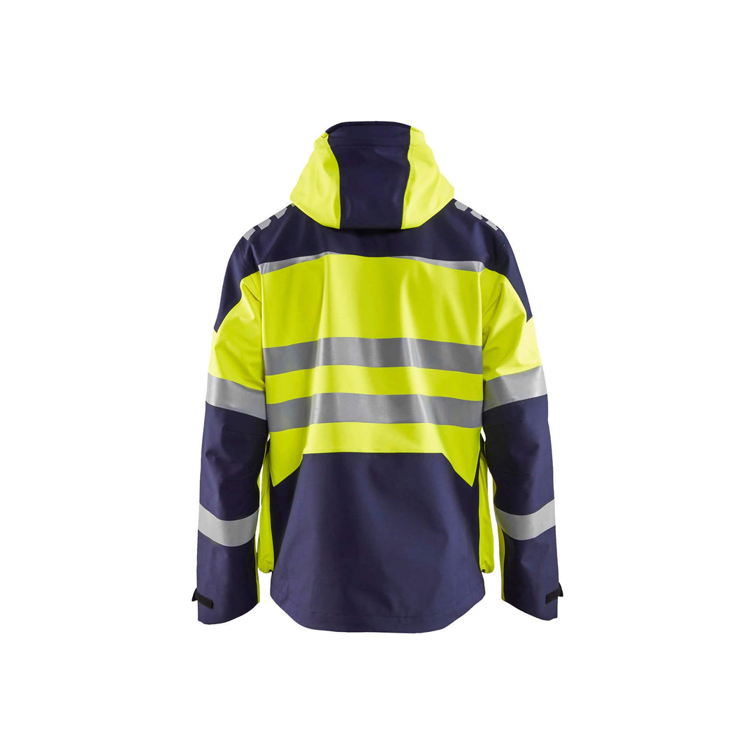 Blaklader 44901924 Hi-Vis Shell Jacket Yellow/Navy Blue Rear #colour_yellow-navy-blue