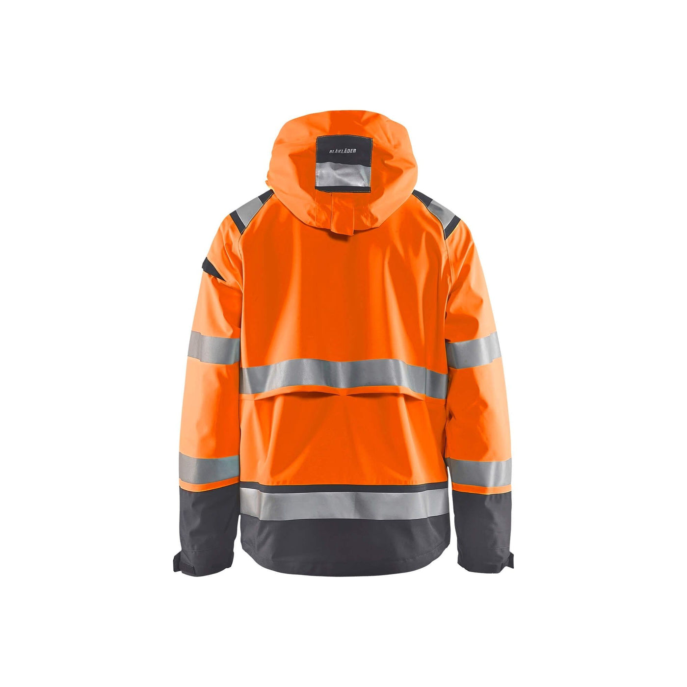 Blaklader 49871987 Hi-Vis Shell Jacket Hi-Vis Orange/Mid Grey Rear #colour_hi-vis-orange-mid-grey