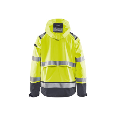 Blaklader 49871987 Hi-Vis Shell Jacket Hi-Vis Yellow/Mid Grey Rear #colour_hi-vis-yellow-mid-grey