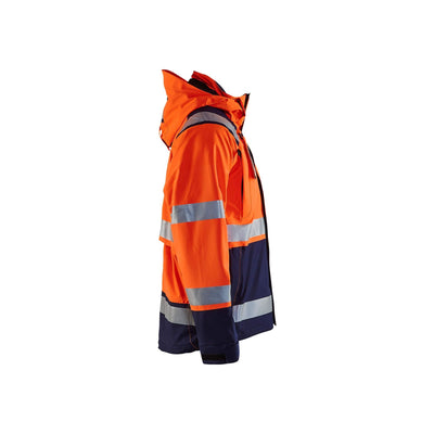 Blaklader 49871987 Hi-Vis Shell Jacket Orange/Navy Blue Right #colour_orange-navy-blue