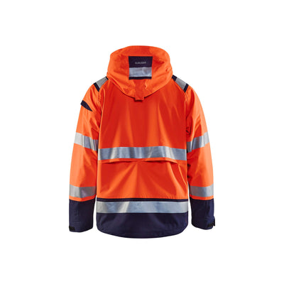 Blaklader 49871987 Hi-Vis Shell Jacket Orange/Navy Blue Rear #colour_orange-navy-blue