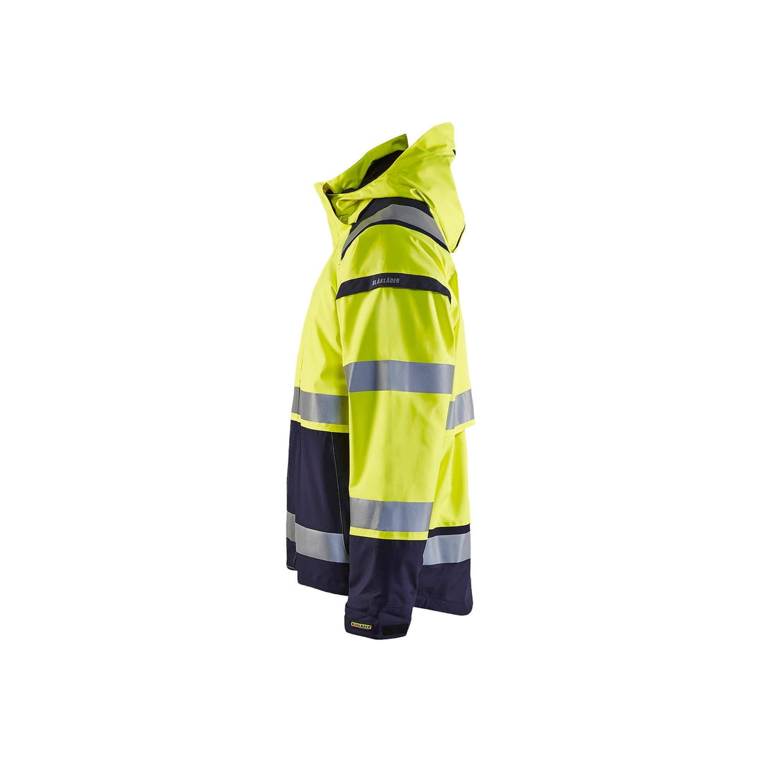 Blaklader 49871987 Hi-Vis Shell Jacket Yellow/Navy Blue Left #colour_yellow-navy-blue