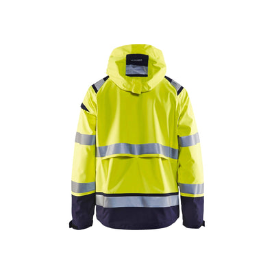 Blaklader 49871987 Hi-Vis Shell Jacket Yellow/Navy Blue Rear #colour_yellow-navy-blue