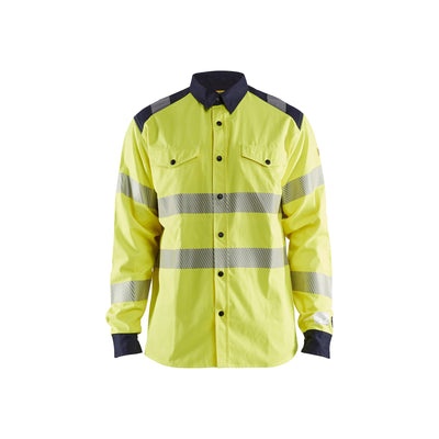 Blaklader 32391517 Hi-Vis Shirt Flame-Retardant Multinorm Yellow/Navy Blue Main #colour_yellow-navy-blue