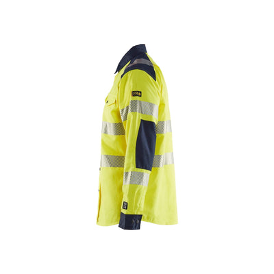 Blaklader 32391517 Hi-Vis Shirt Flame-Retardant Multinorm Yellow/Navy Blue Left #colour_yellow-navy-blue