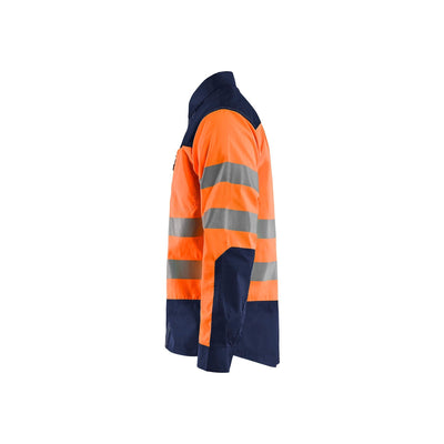 Blaklader 3255 Hi-Vis Shirt Reflective Orange/Navy Blue Right#colour_orange-navy-blue Left