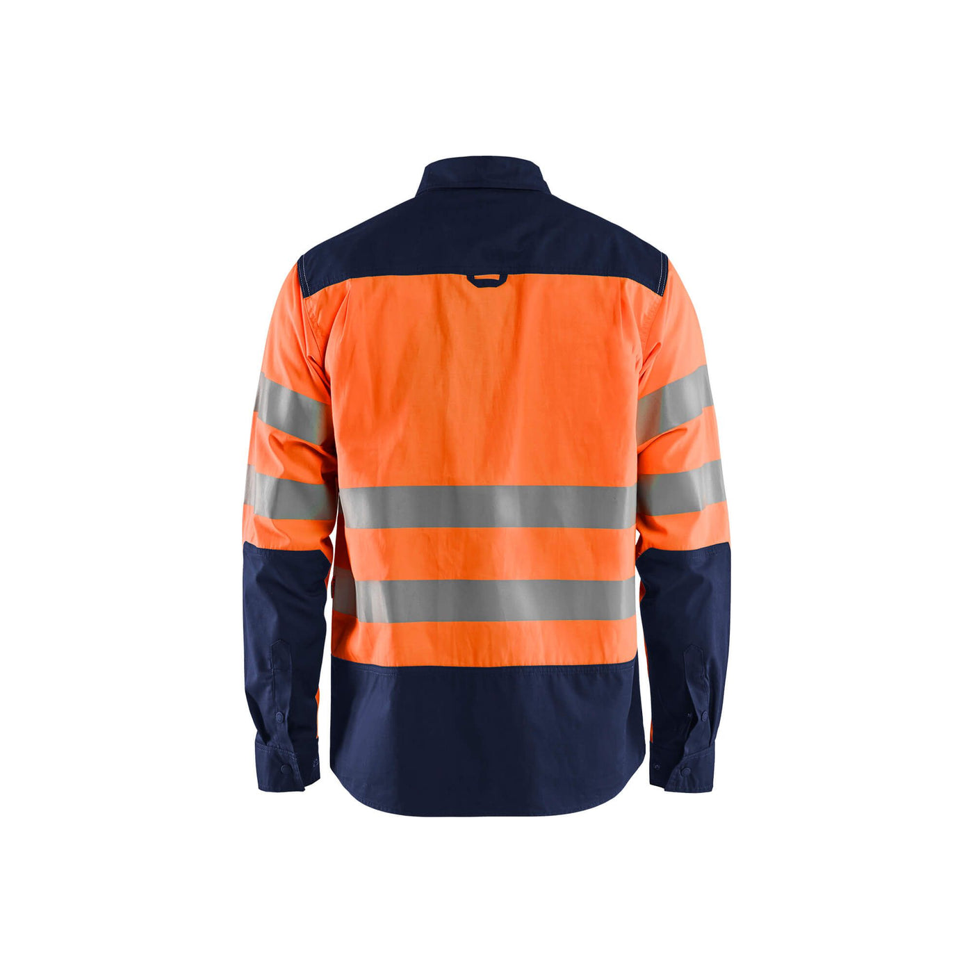 Blaklader 32551817 Hi-Vis Shirt Reflective Orange/Navy Blue Rear #colour_orange-navy-blue