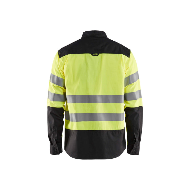 Blaklader 32551817 Hi-Vis Shirt Reflective Yellow/Black Rear #colour_yellow-black