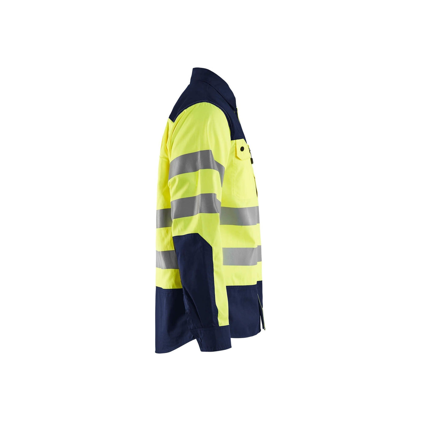 Blaklader 32551817 Hi-Vis Shirt Reflective Yellow/Navy Blue Right #colour_yellow-navy-blue