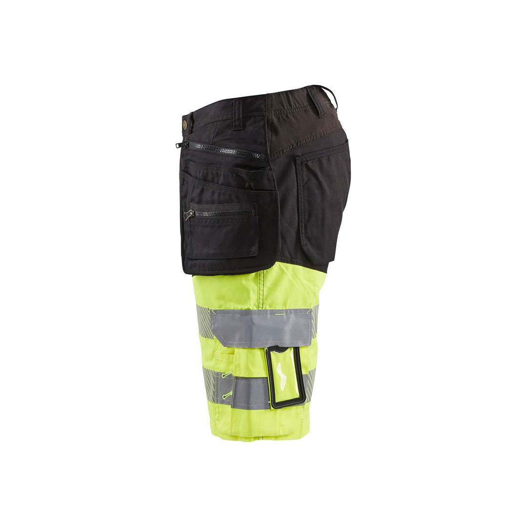 Blaklader 15961811 Hi-Vis Shorts 4-Way-Stretch Black/Hi-Vis Yellow Left #colour_black-yellow