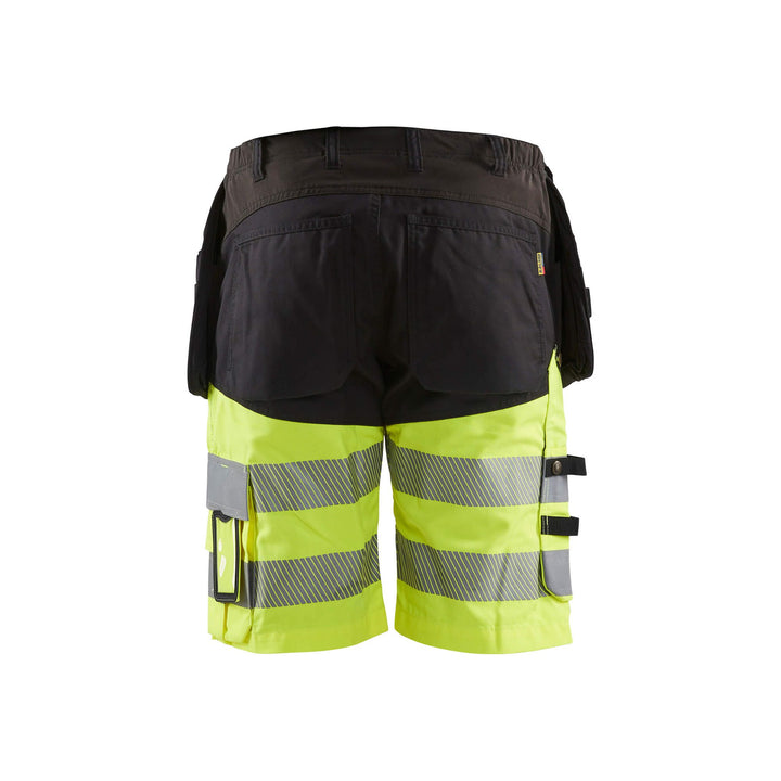 Blaklader 15961811 Hi-Vis Shorts 4-Way-Stretch Black/Hi-Vis Yellow Rear #colour_black-yellow