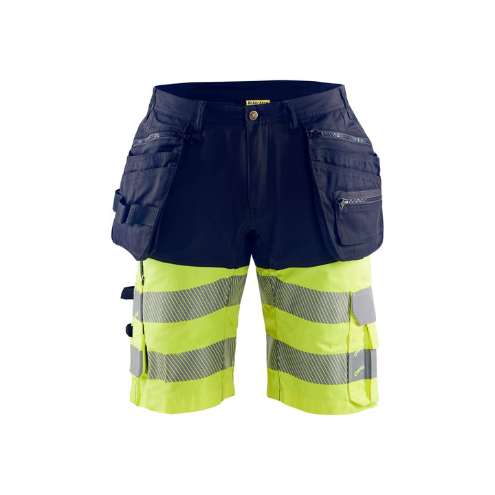 Blaklader 15961811 Hi-Vis Shorts 4-Way-Stretch Navy Blue/Hi-Vis Yellow Main #colour_navy-blue-yellow