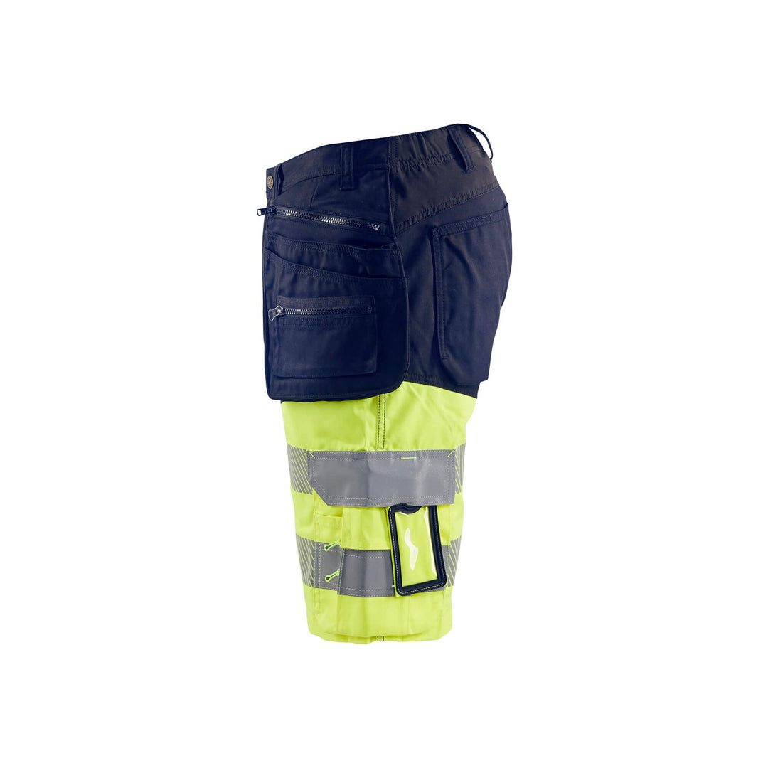 Blaklader 1596 Hi-Vis Shorts 4-Way-Stretch Navy Blue/Hi-Vis Yellow Right#colour_navy-blue-yellow Left