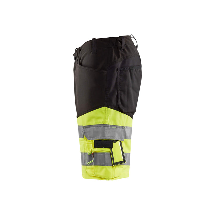 Blaklader 15411811 Hi-Vis Shorts Stretch Black/Hi-Vis Yellow Left #colour_black-yellow