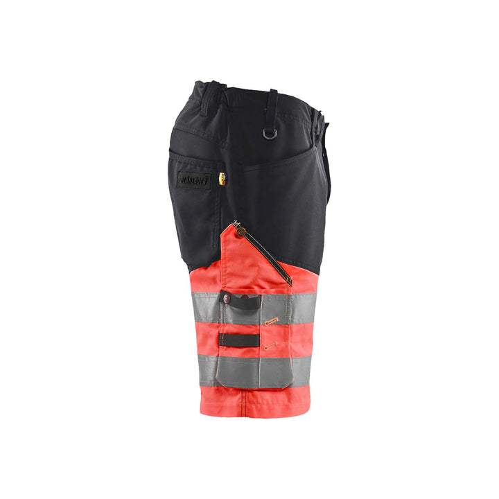 Blaklader 15411811 Hi-Vis Shorts Stretch Black/Red Right #colour_black-red