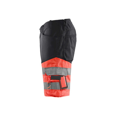 Blaklader 15411811 Hi-Vis Shorts Stretch Black/Red Left #colour_black-red