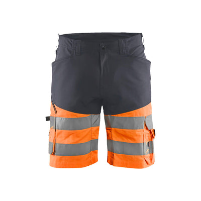 Blaklader 15411811 Hi-Vis Shorts Stretch Mid Grey/ Hi-Vis Orange Main #colour_mid-grey--hi-vis-orange