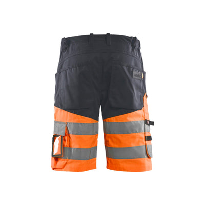Blaklader 15411811 Hi-Vis Shorts Stretch Mid Grey/ Hi-Vis Orange Rear #colour_mid-grey--hi-vis-orange