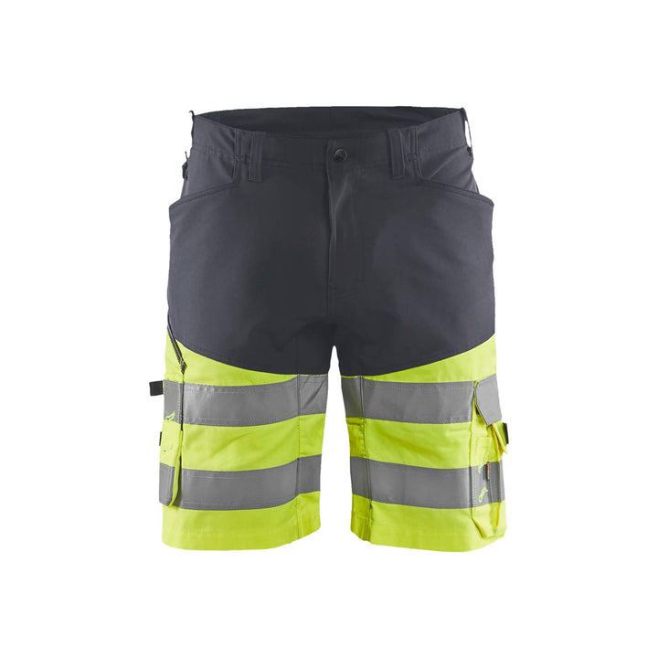 Blaklader 15411811 Hi-Vis Shorts Stretch Mid Grey/Hi-Vis Yellow Main #colour_mid-grey-hi-vis-yellow